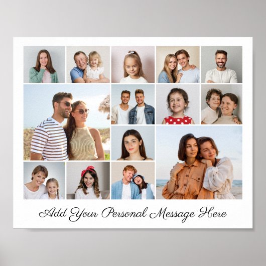 14フォトコラージュ自分の挨拶を追加 ポスター (正面)