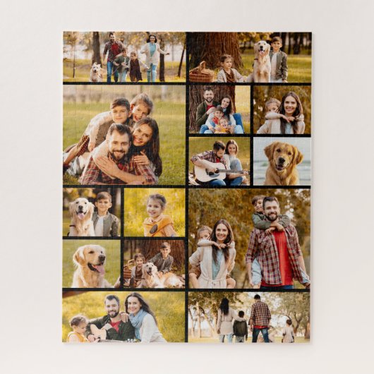 14フォトユニークコラージュシンプルブラック ジグソーパズル (縦)