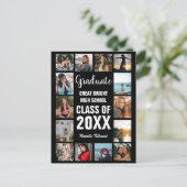 14モダン名のフォトコラージュブラック卒業 案内ポストカード (スタンド正面)