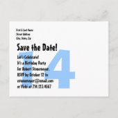 14モダン番目の誕生日日付の保存ブラックブルーV14A 案内ポストカード (裏面)