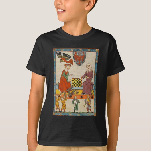 14世紀のコーデクス・マーネッセのチェスゲーム Tシャツ (正面)