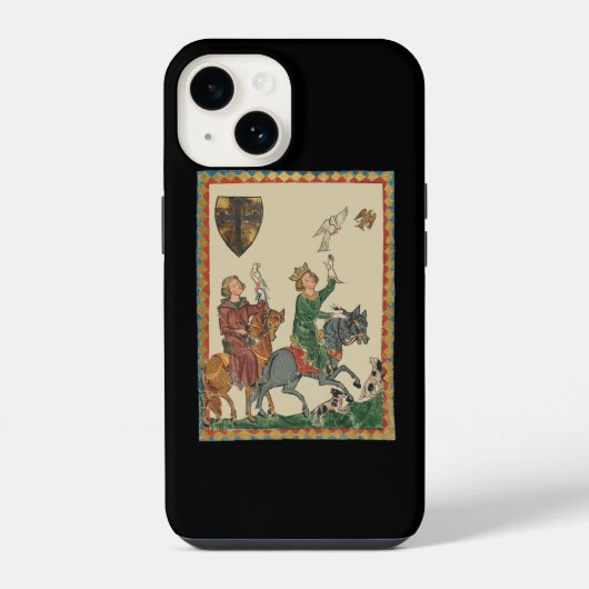 14世紀のコーデクス・マーネッセの鷹狩り iPhoneケース (裏面)