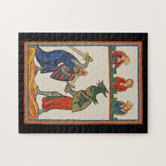 14世紀のトーナメントで騎士と戦う ジグソーパズル (横)