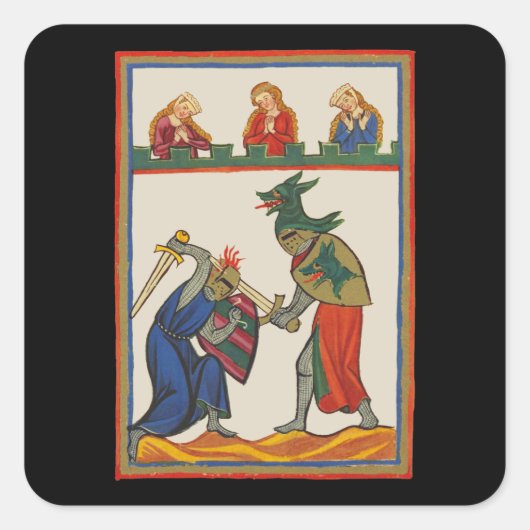 14世紀のトーナメントで騎士と戦う スクエアシール (正面)