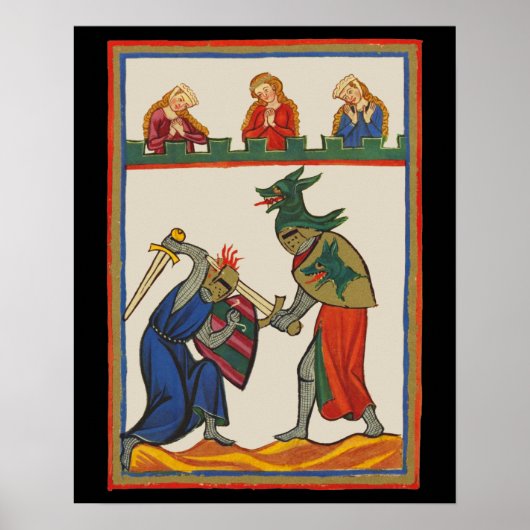 14世紀のトーナメントで騎士と戦う ポスター (正面)