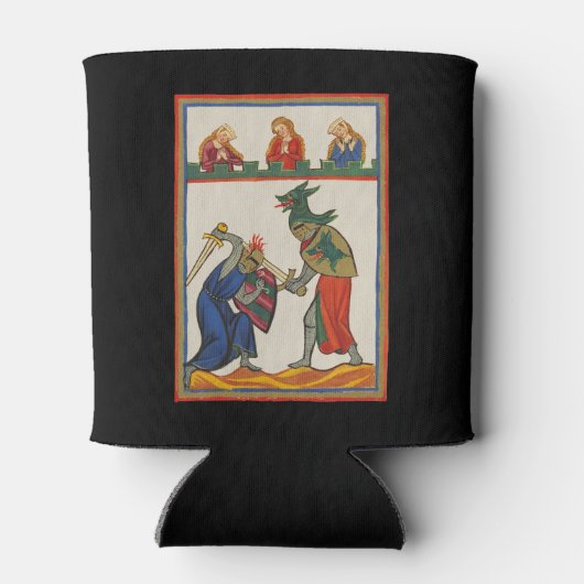 14世紀のトーナメントで騎士と戦う 缶クーラー (裏面)