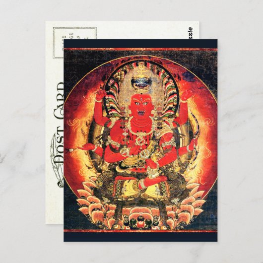 14世紀仏教愛染明絵画王像 ポストカード (正面/裏面)