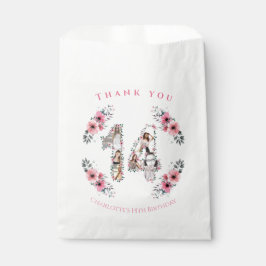 14人目の女の子の誕生日写真コラージュピンクの花 フェイバーバッグ