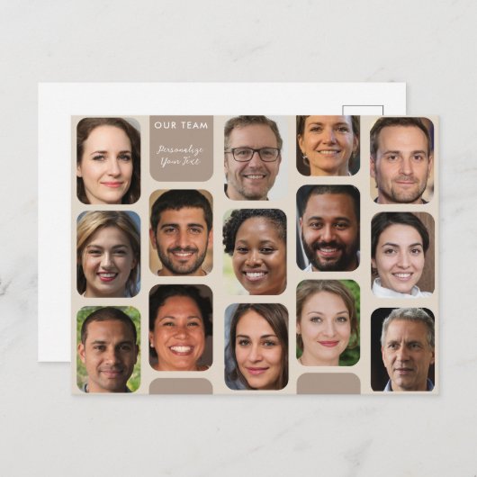 14個の写真をパーソナライズ私たちのチームモダンの古典的なTaupe ポストカード (正面/裏面)