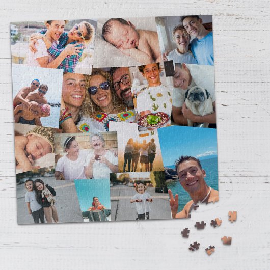 14偶然に重なり合う写真コラージュテンプレート ジグソーパズル