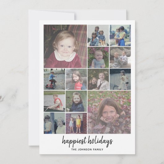 14写真クリスマスコラージュのミニマリスト黒ハッピー シーズンカード (正面)
