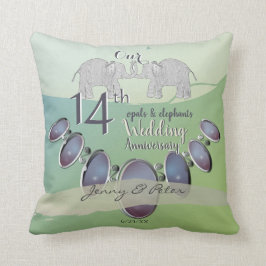 14周年オパ結婚ルと象の緑 クッション