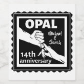 14周年結婚オパール伝統的 ワインラベル (シングルラベル)