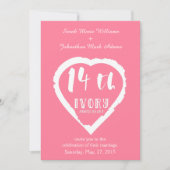 14周年結婚記念日の伝統的なアイボリー 招待状 (正面)