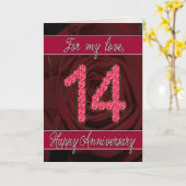 14周年記念のカード　バラと葉 カード (黄色い花)