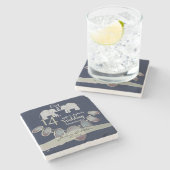 14周年記念オ結婚パールとゾウ海軍 ストーンコースター (横)