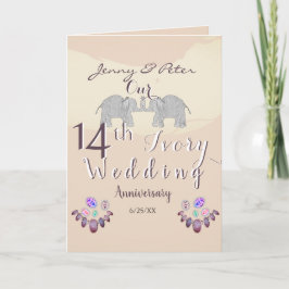 14周年記念オ結婚パール&ゾウのカード カード