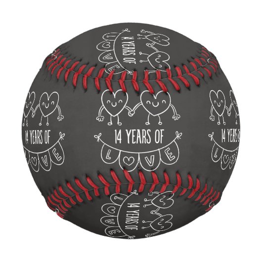 14周年記念ギフトチョークハート 野球ボール (正面)