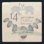 14周年記念結婚オパール・ゾウ ストーンコースター<br><div class="desc">彼らの14周年に対する素晴らしい、思慮深く、有意義な贈り物結婚。私のオリジナルゾウとオパールのグラフィックを備えた大理石のコースター。私はまた、あなたの個人的なイラストレーションのためのあなたのデザインのために1を利用することができ、ちょうど私にメッセージと私はすぐに戻って取得する！</div>