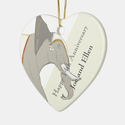 14周結婚年アイボリー記念日 セラミックオーナメント (左)