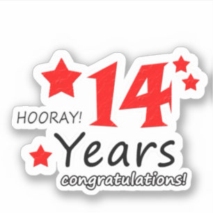 14周結婚年- 14年誕生日 シール