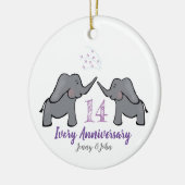 14回紫アイボリー象記念日 セラミックオーナメント (左)