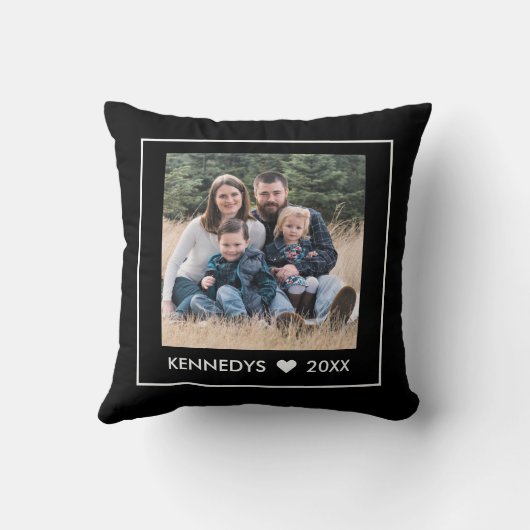 14家族の写真コラージュで自分の黒を作成 クッション (裏面)