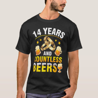 14年と無数のビール夫の妻ドリンカー Tシャツ
