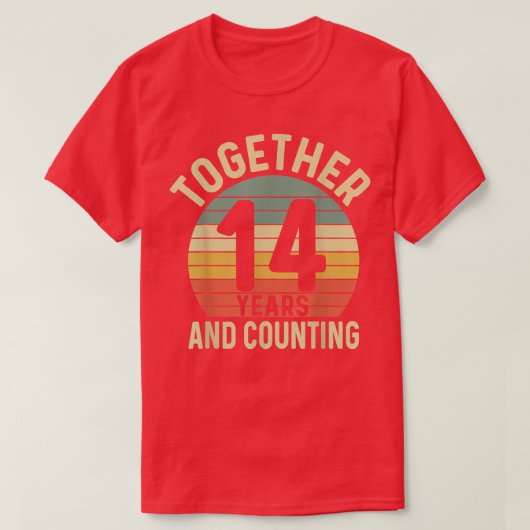 14年の夫婦が14th結婚 Anに一致 Tシャツ (デザイン正面)