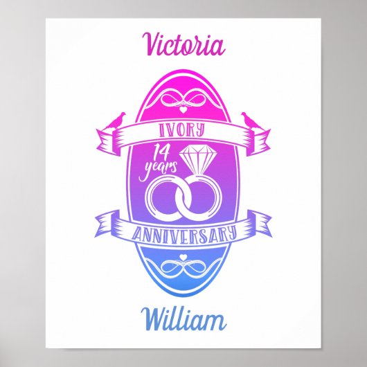 14年伝統的アイボリー14結婚周年 ポスター (正面)