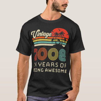 14年旧誕生日ヴィンテージ2008 14誕生日プル Tシャツ