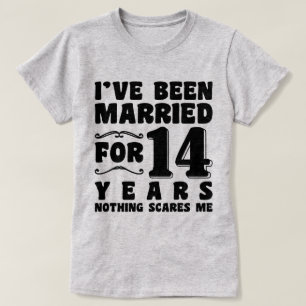 14年目の結婚記念日 ウェディングパーティーのユーモア Tシャツ