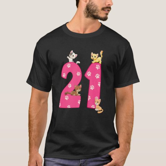 14才の猫の誕生日をお祝いする 14歳の子猫 バースデー Tシャツ (正面)