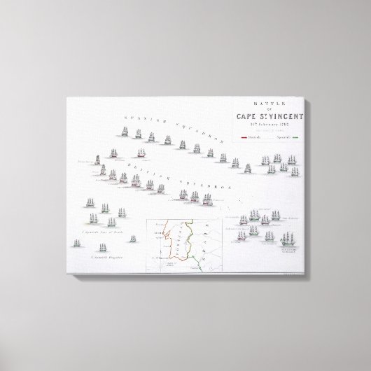 14日のセントビンセント岬の戦いの計画 キャンバスプリント (正面)