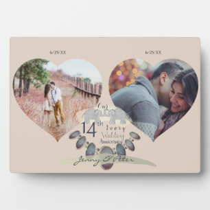 14日結婚記念写真2枚ハート フォトプラーク