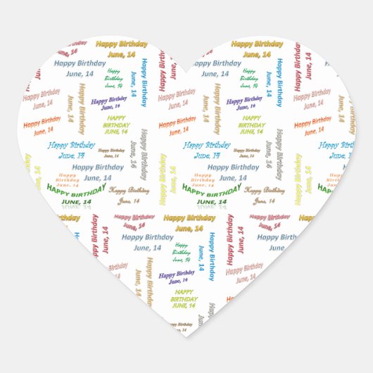 14日6月誕生日シール ハートシール (正面)