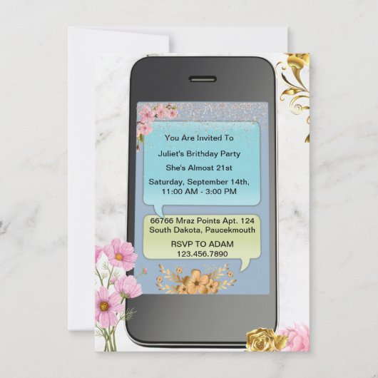 14日 19日 16日 15日 18日 21日 ケータイ バースデー 招待状 (正面)