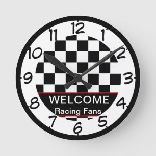 14時間制の歓迎カーレースファン ラウンド壁時計