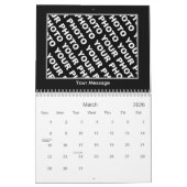14枚の写真を追加カレンダー黒 カレンダー (3月 2026)