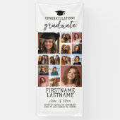 14枚の写真コラージュ　卒業式　モダン　ミニマル　ホワイト 横断幕 (縦)