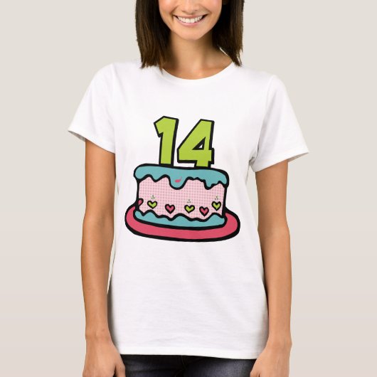 14歳お誕生日ケーキ Tシャツ (正面)