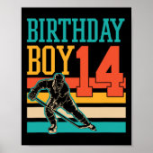 14歳のアイスホッケーをテーマにした14th誕生日パーティー ポスター (正面)
