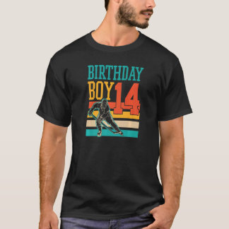14歳のアイスホッケーをテーマにした14th誕生日パーティー tシャツ