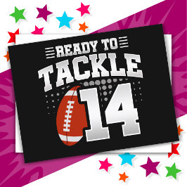 14歳のタックルフットボールパーティー 14歳の誕生日 ポストカード