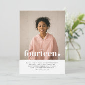 14歳のハート写真誕生日招待状 招待状 (スタンド正面)