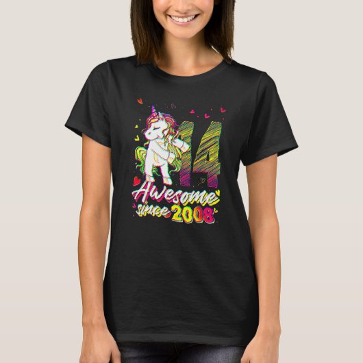 14歳のユニコーン フロッシング 14歳の誕生日 ユニコーン Tシャツ (正面)