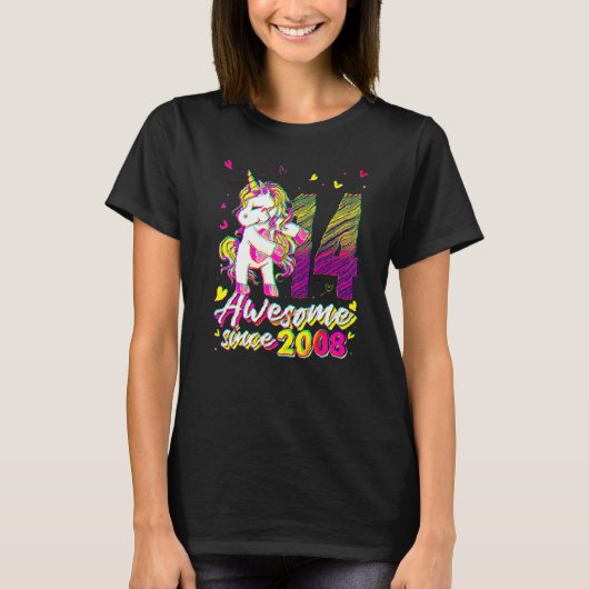 14歳のユニコーン フロッシング 14歳の誕生日 ユニコーン Tシャツ (正面)