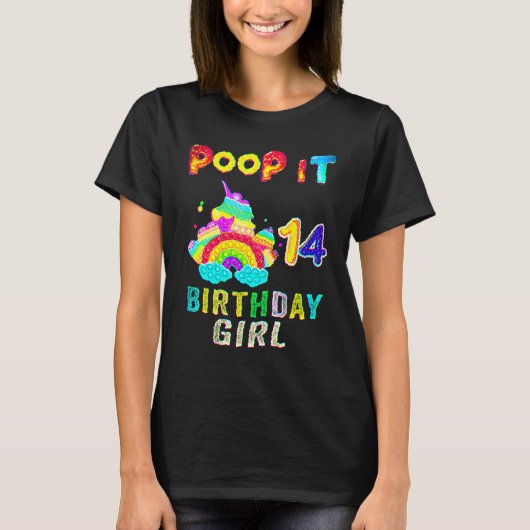 14歳の不安解消ポップ・バブルお誕生日おめでとうガール・パーティー 14歳 10代 Tシャツ (正面)