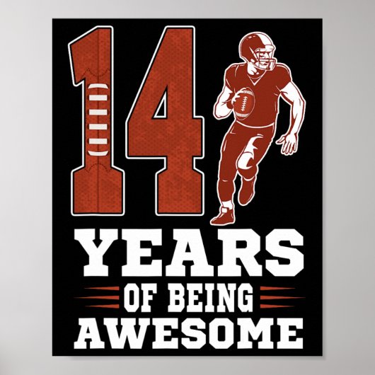 14歳の男の子素晴らし14th誕生日Footba ポスター (正面)