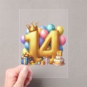 14歳の誕生日おめでとう アクリル招待状 (インサイチュ (ポータブル))